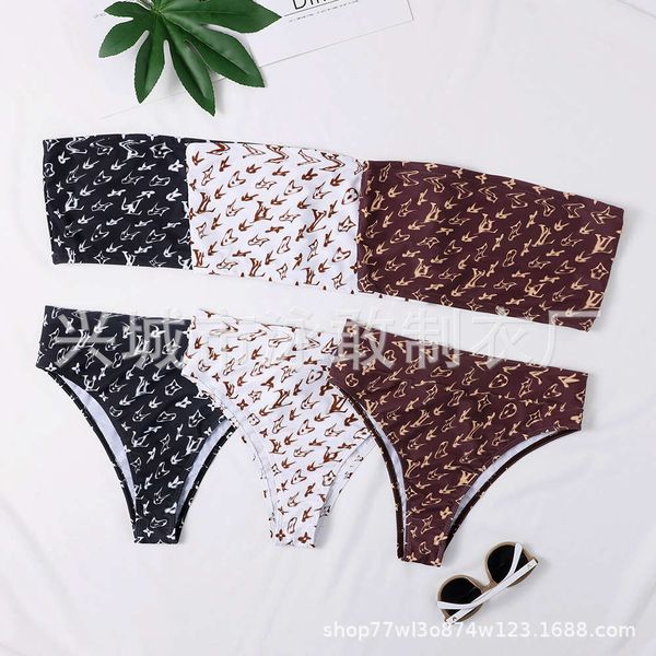 

split bikini triangle swimsuit for women, White;black
