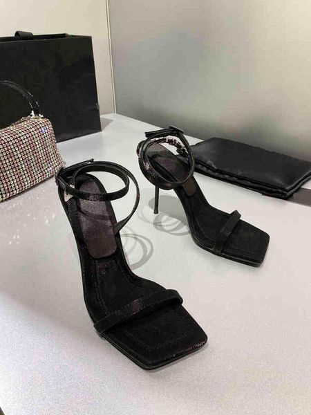

dress shoes designer square-toe high-heeled sandals with crystal buckle straps, adjustable ankle strapss, women's leather outsole, Black