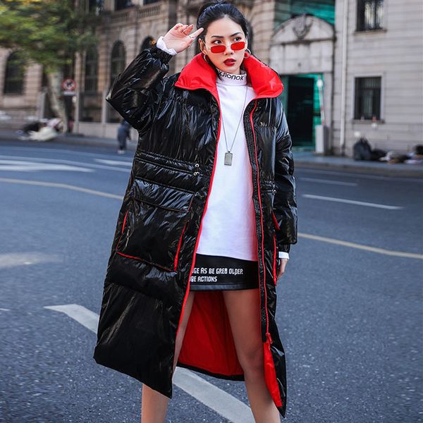 

2021 new white duck parka female thicken warm loose down coat snow outwear long winter jacket women pp279 jalj, Black