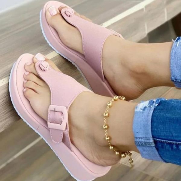 

summer women slipper buckle decoration beach sandals female wedge shoes lady bath home outdoor slippers fashion flip-flops, Black