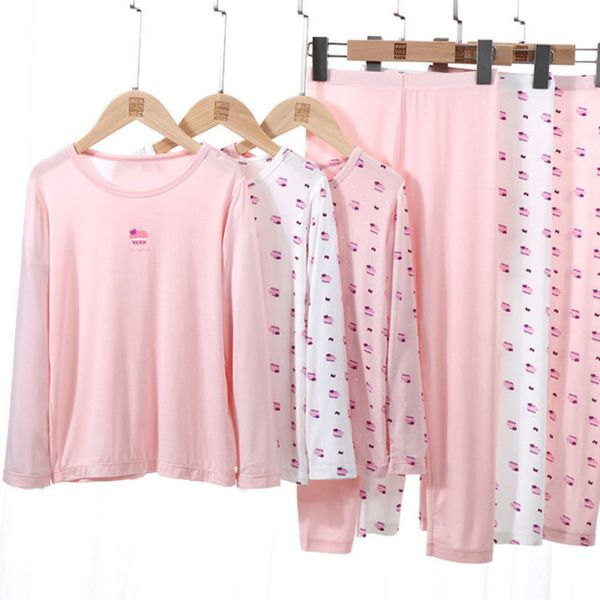 

children's modal autumn cloth trousers girls' underwear set spring and summer thin high elastic pyjama cover, Blue;red