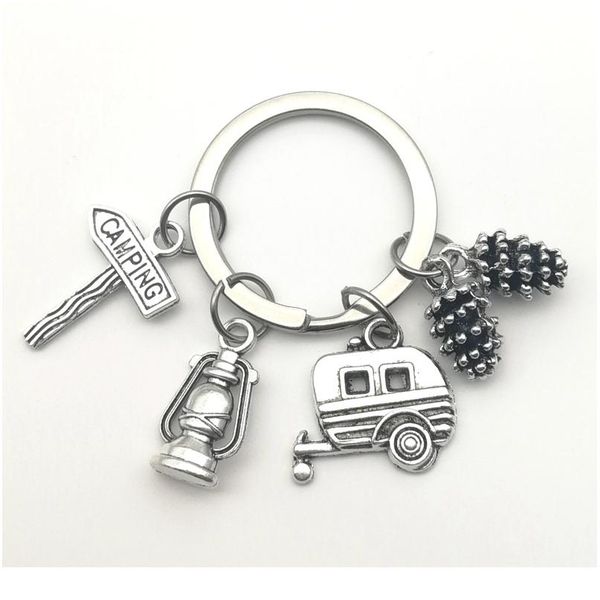 

new camping keychain trailer, rv caravan campground key chain, nature outdoors, summer vacation, snowbirds keyring qylmln