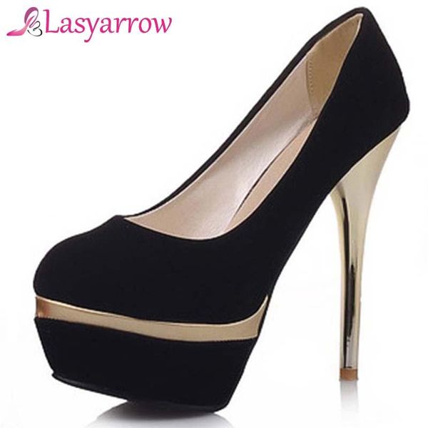 

dress shoes lasyarrow size 31-44 2021 brand platform woman high heels pumps stiletto thin heel women's round toe wedding, Black