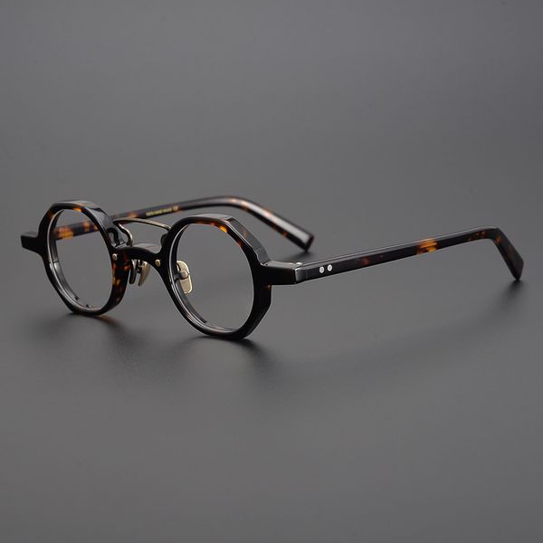 

designer tortoiseshell color japanese square hand-made irregular glasses frame, height of men and women, small face, White;black