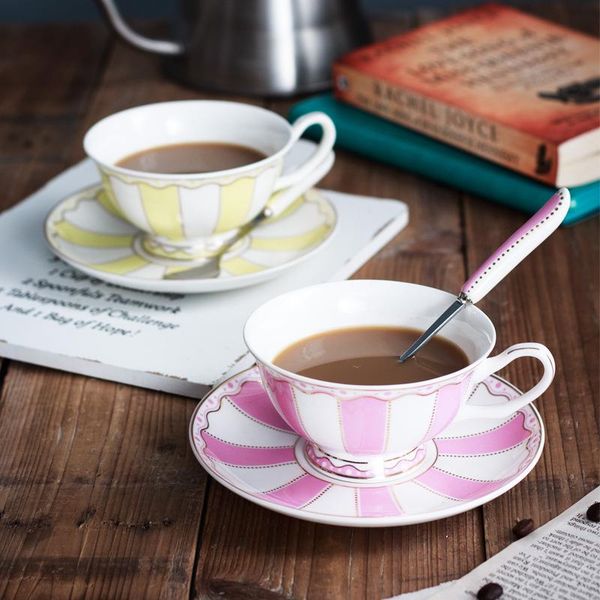 

cups & saucers bone china ceramics tea coffee cup set simple gold rim luxury turkish travel nordic design tazas drinkware be50mu