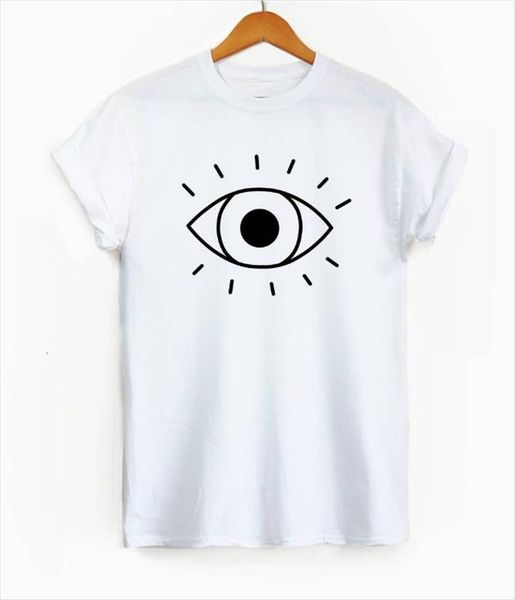 

seeing eye print cotton women t shirts casual funny yong girl tee hipster drop ship s 412, White
