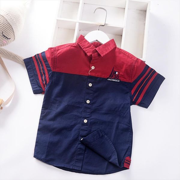 

summer short sleeve boys shirts 100% cotton kids outfit turn down collar uniform childrens clothing, White;black