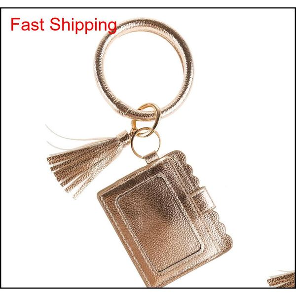 

bracelet card bag pu leather tassel bangle card bag fashion bracelet keychain jewelry for girl qylses bdehome, Silver