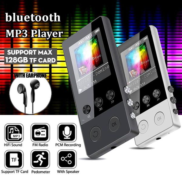 

bluetooth mp3 player earphones hifi fm radio sport mp 4 hifi portable music players voice recording recorder tf card