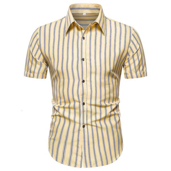 

2021 new brand pocket summer short-sleeved striped multicolor men's loose casual beach shirt 0dwh 9l7t, White;black