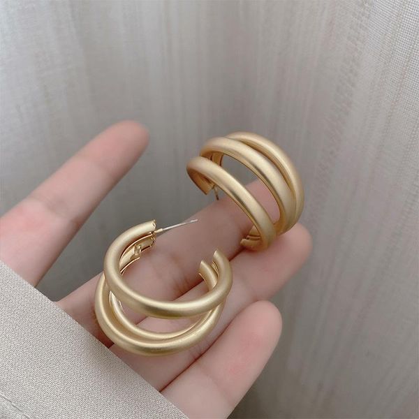 

hoop & huggie permih gold big earrings geometric metal for women vintage matte female 2021 trend jewelry, Golden;silver