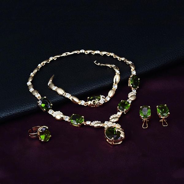 

earrings & necklace 32ce wedding bridal jewelry set faux gemstone pendant bracelet ring, Silver