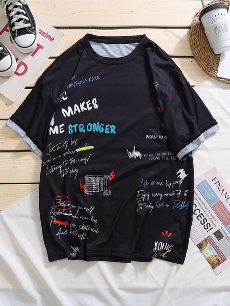 

men letter graphic tee q2lc#, White;black