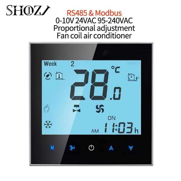 

smart home control modbus&rs485 mobile 0-10v 24v 95-240v remotely controls temperature thermostat switch for fan coil heat cool