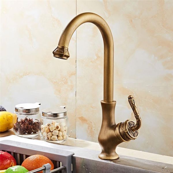 

kitchen faucets faucet copper and cold carved sink vegetable washing basin mixer 360 degree rotating antique
