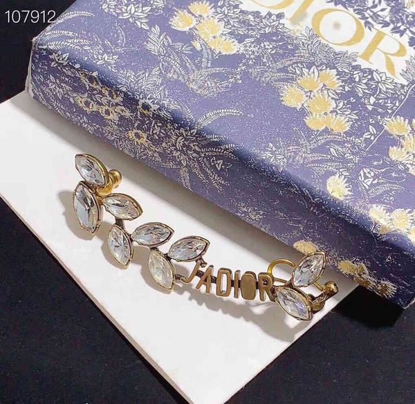 

design jewelry s925 silver needle horse eye wheat long leaf tassel earrings fashion trend nail ear clip, Golden