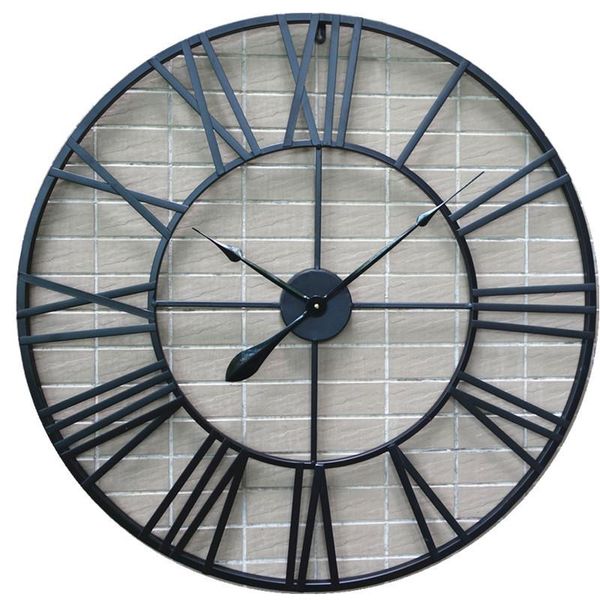 

wall clocks 80cm 100cm european-style vintage metal hanging clock creative home decoration antique iron roman round