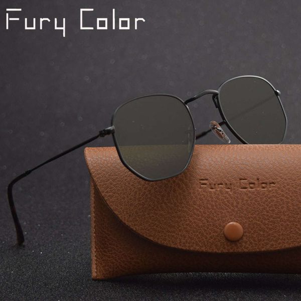 

real glass lens metal hexagonal sunglasses men womne hd retro round sun glasses luxury gafas eyewear oculos de sol 3548, White;black