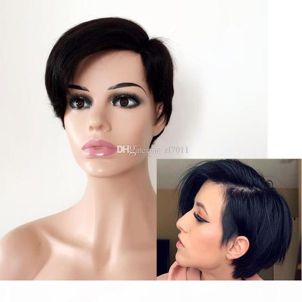 

brazilian virgin human hair lace front wigs glueless short bob human hair wigs with baby hair for black women 6inch short straight lace wigs, Black;brown