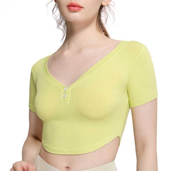 

open waist short sleeve tank fitness clothes women's pit strip cotton skin friendly sports t-shirt running fitness yoga slim shirt, White;red