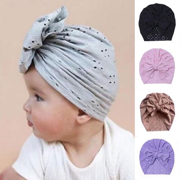 

beanies big bows baby bonnet cap solid color summer mesh born girl boy hat soft breathable infant toddler turban headwrap
