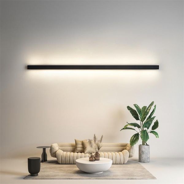 

modern wall lamp background long line led wall light mirror lamp living room bedroom bedside sconce corridor aisle light fixture