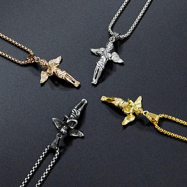 

pendant necklaces necklacess mens angel boy stainless steel gold chain necklace 2021 jewelry on the neck amulet gift for male accessories, Silver