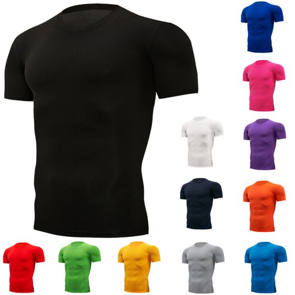 

men's t-shirt, breathable football suit, fitns tight sportswear, fast drying running shorts., White;black