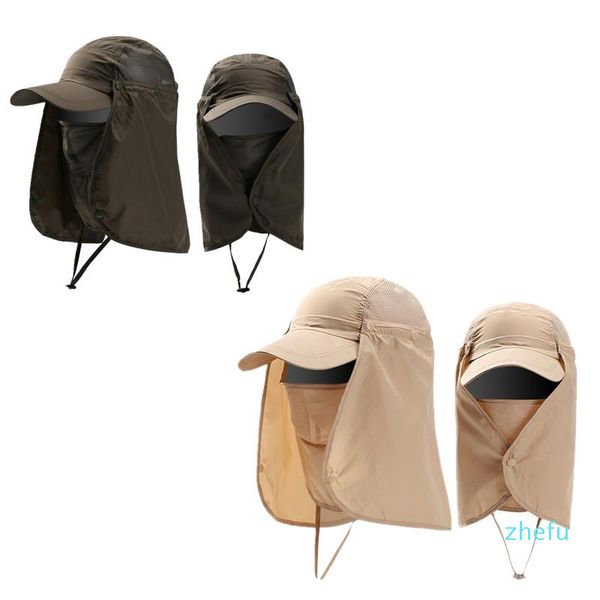 

outdoor hats mountaineering hiking visor sports fishing uv protection face neck hat fashion riding windproof sand c, Black;white