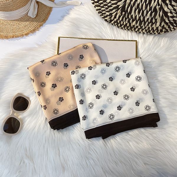 

high quatity twill silk scarf for women square wraps designer scarves fashion sunscreen female scarfs plaid hijab shawl stole wrap poncho, Blue;gray