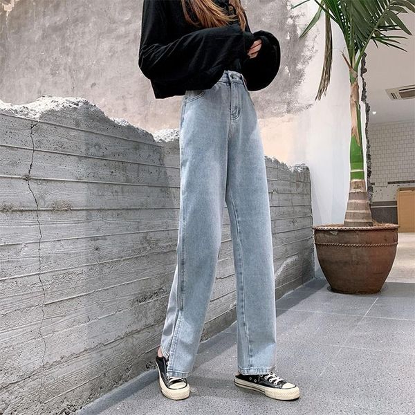 

women's jeans guuzyuviz blue jean taille haute femme vintage mom denim buttons high waist woman plus size loose wide leg pants korean