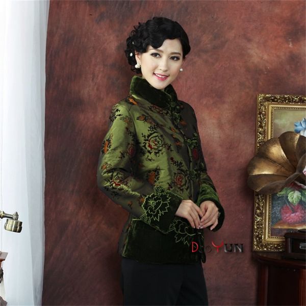 

discount winter green chinese middle-aged womens silk satin wadded jacket embroidery tang suit outerwear  l xl xxl 3xl 4xl, Red