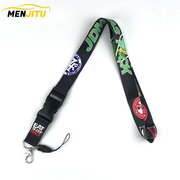 

keychains jdm style cellphone lanyard racing car keychain id holder mobile neck strap with quick release, Silver