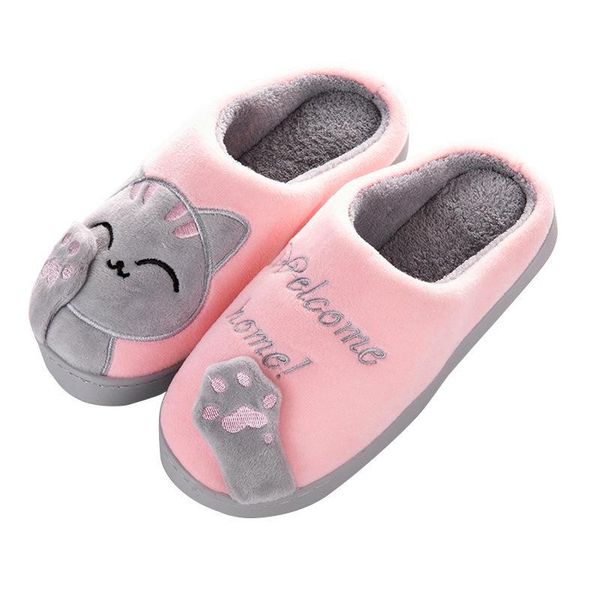 

slippers cartoon cat winter home thick bottom anti-skid warm cotton, Black
