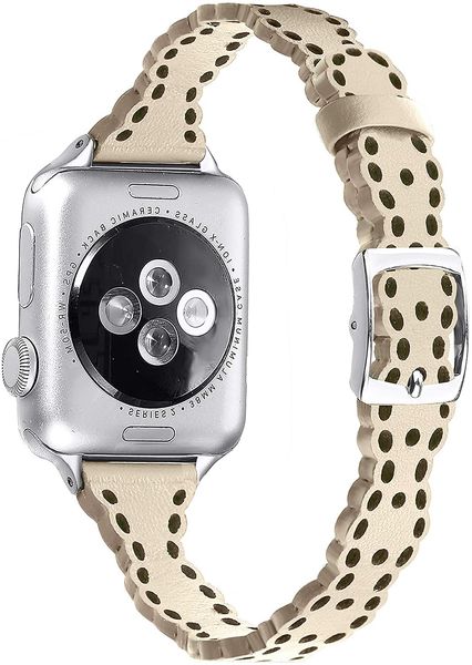 

customize quality laser hollowed-out leather watch band compatible with apple smart watch strap, Black;brown