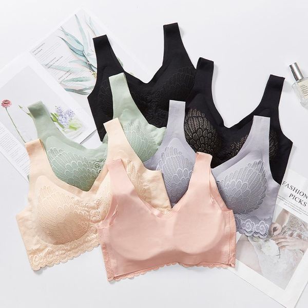 

bras 100-190 kg] thai latex 4.0 no trace naked feeling steel ring vest bra women ice silk underwear, Red;black