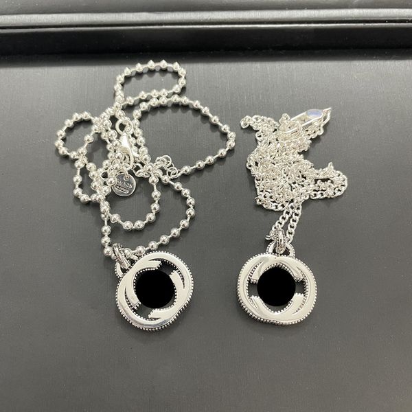 

designer jewelry double buddha bead necklace used thai silver style interlocking letter dot pendant couple sweater chain