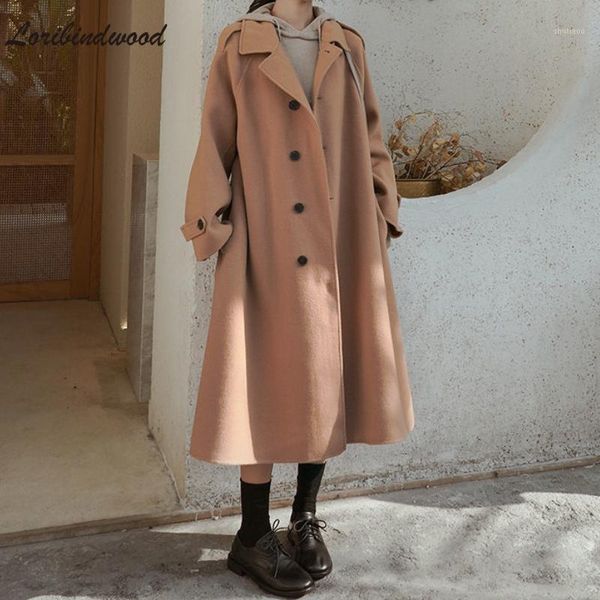 

women's wool & blends woolen coat mid-length thickened autumn and winter 2021 temperament all-match nizi jacket women clothes, Black