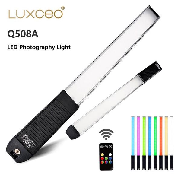 

flash heads luxceo q508a rgb video light wand tube led pography lamp with remote control 8 color 3000k-5750k for youtube tiktok live