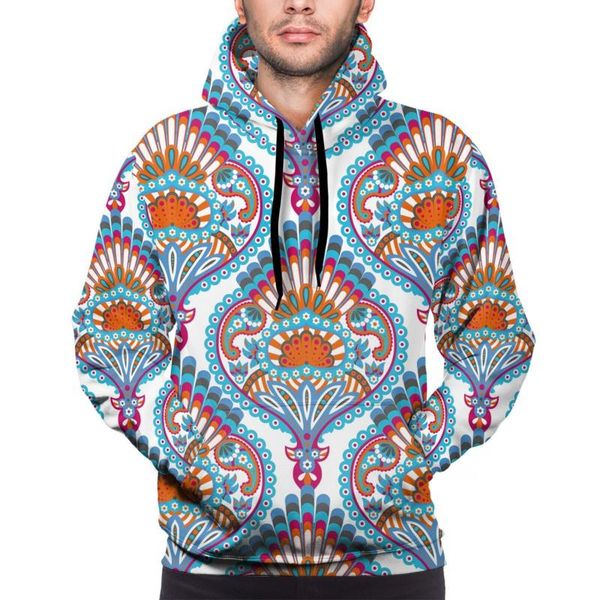 

men's hoodies & sweatshirts cashew nut pattern style print custom harajuku loose streetwear autumn spring o neck pullover hoody mens, Black