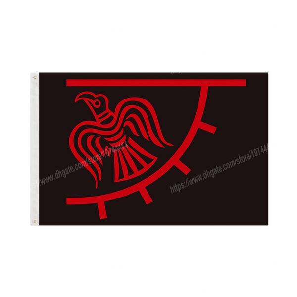 Raven Viking Red Ands Black Flag 90 x 150 cm 3 * 5 Fuß Individuelles Banner mit Metalllöchern und Ösen für den Innen- und Außenbereich kann individuell angepasst werden