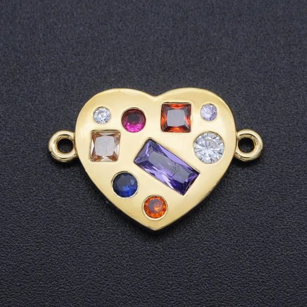 

charms 21x14mm cz zircon diy jewelry heart charm connectors wholesale custom orders welcome factory sale bracelet making connector, Bronze;silver