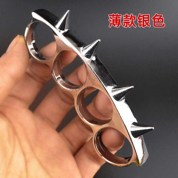 

four thickened defense finger pointed ring iron tiger buckle boxing sleeve legal self designers hand brace 1 sxzy, Silver