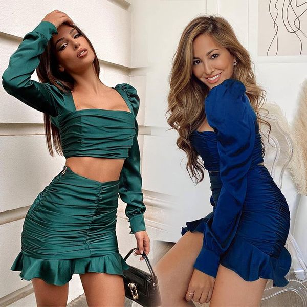 

work dresses women's blouse pleated ruffle skirt high waist short two-piece suit 2021 spring ladies casual woman shorts, White;black