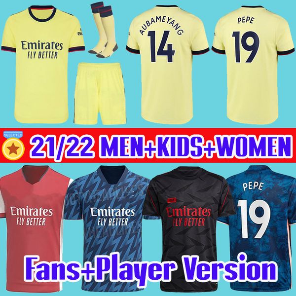 

fans player version 424 pepe soccer jersey 20 21 22 odegaard thomas saka tierney henry willian smith rowe 2021 2022 football shirt mens kid, Black;yellow