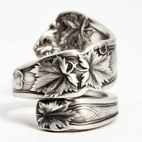 

wedding rings vintage men's elegant black leaf jewelry accessories, Slivery;golden