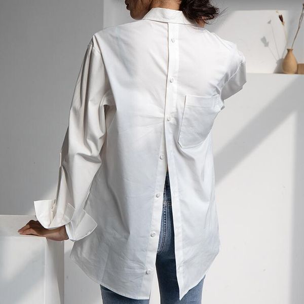 

new coming long-sleeve lightweight blouse women 2021 lapel collar soft trendy casual women spring female loose white shirt