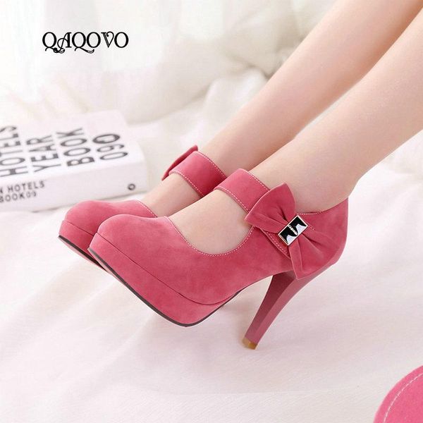 

dress shoes sweet bow mary jane high heels women flock platform square pumps party wedding 2021, Black