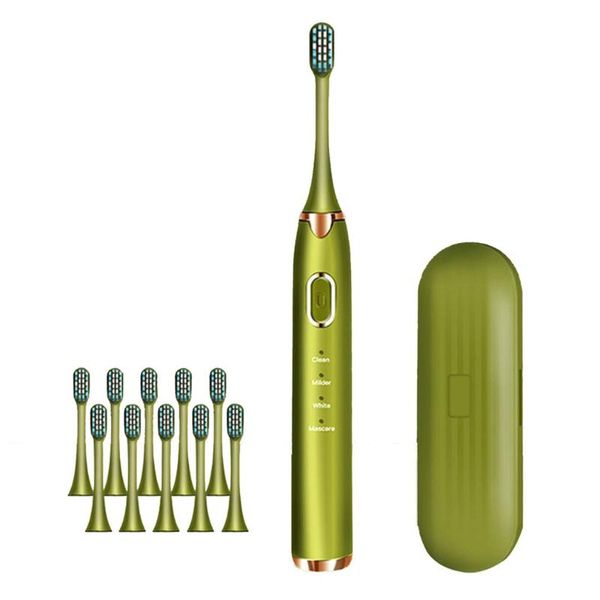 

smart electric toothbrush ultrasonic timer brush 4 modes usb charger rechargeable ipx7 tooth replacement heads set