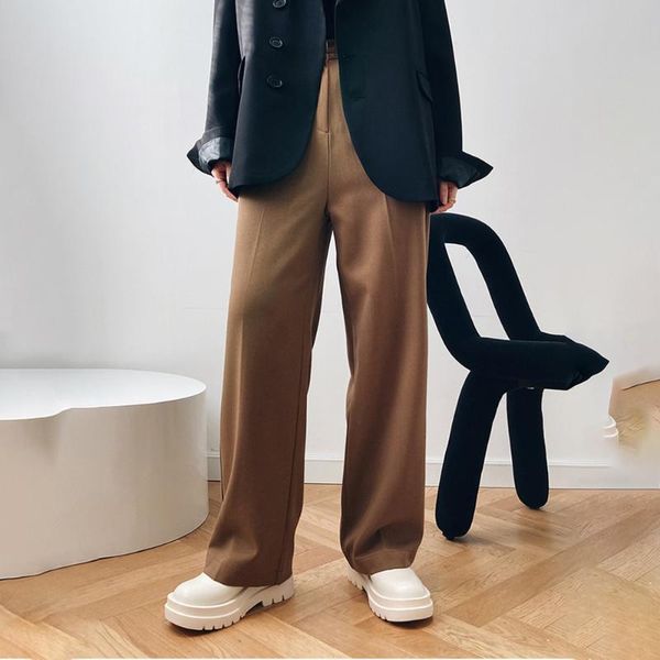 

women's pants & capris high-quality autumn winter simple high-waist straight wide-leg suit drape casual non-iron trousers female x25, Black;white